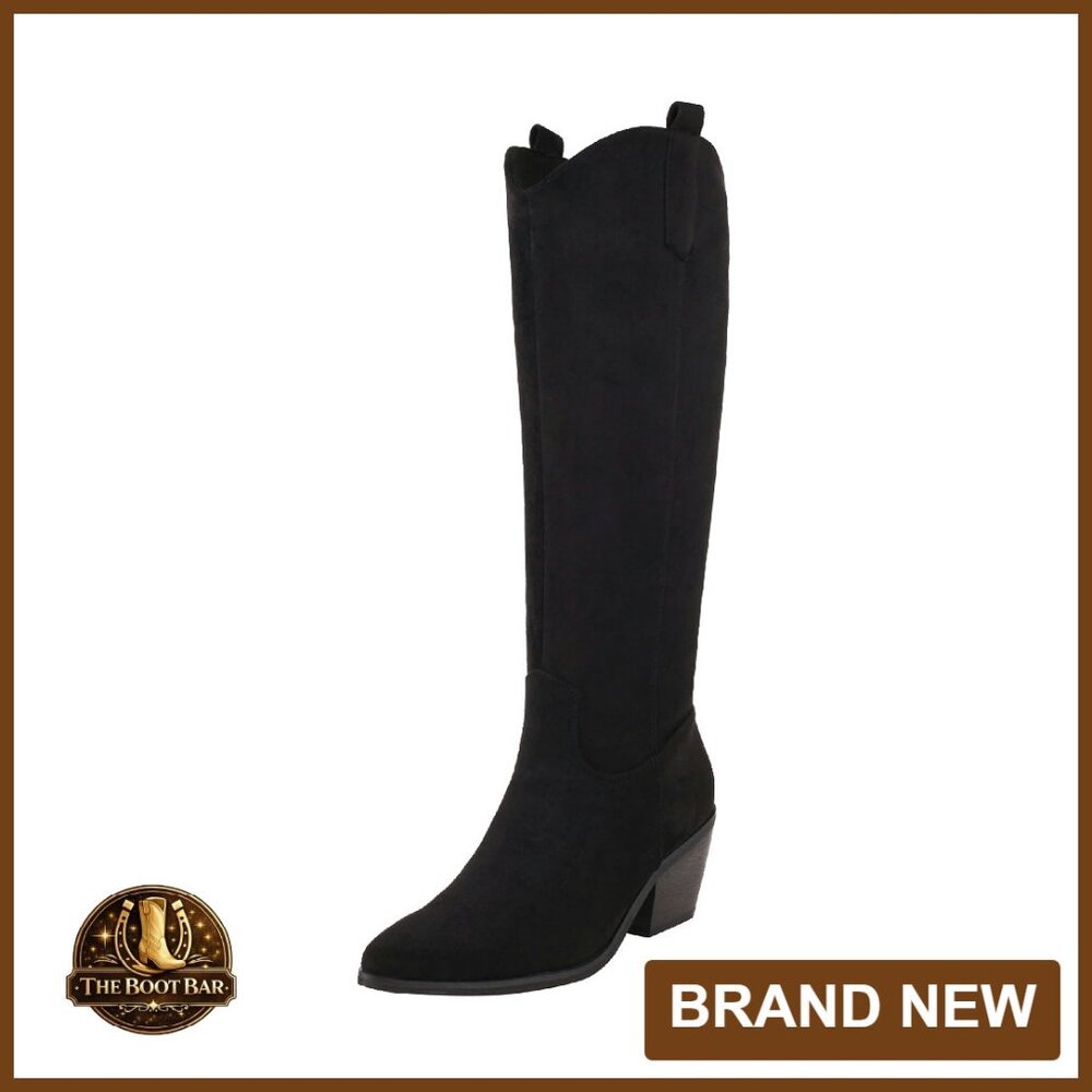 Women's Knee High Western Cowboy Boots Chunky Heel Embroidery